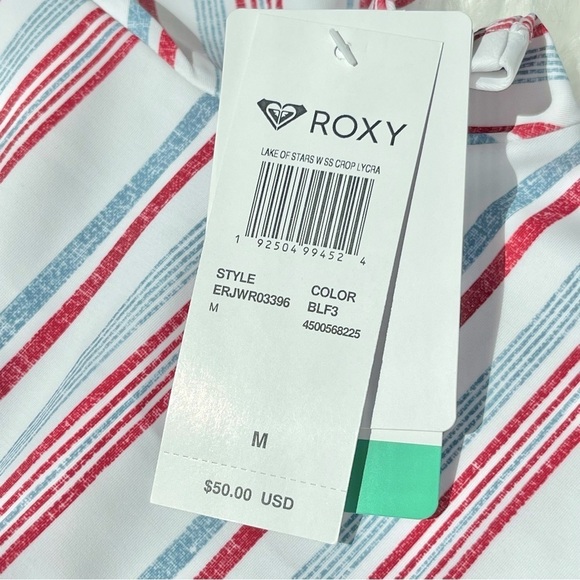 ROXY 2 Piece Bathing Suit Top Tee Bikini Bottom UPF 50+ Fabric Junior's Medium - Picture 14 of 16